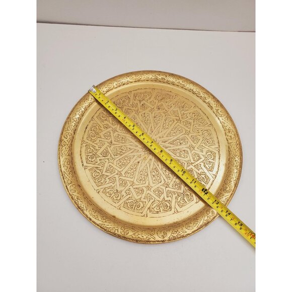 Vintage Brass Plate,Brass Plate, Carved Trincket Plate, Carved Brass Plate, - Picture 7 of 10